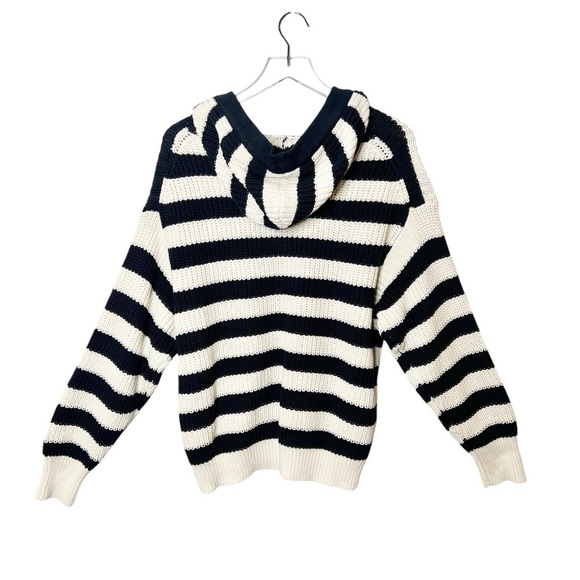 Zara Oversized Women’s Chunky Striped Hooded Cotton Sweater Sz S - Picture 7 of 10